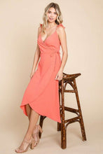 Load image into Gallery viewer, Ruffle Detail Surplice Wrap Slip Dress For Women – Elegant Ruffle Wrap Dress, Feminine Surplice Dress, Chic Wrap Dress, Romantic Ruffle Detail Dress, Effortless Evening Dress, Flattering Slip Dress