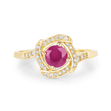 Load image into Gallery viewer, 0.63 Carat Genuine Ruby and White Diamond 14K Yellow Gold Ring