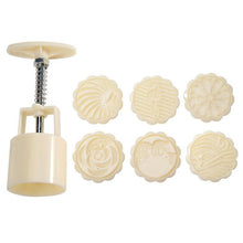 Load image into Gallery viewer, 6pcs/set Flower Shaped Mooncake Mold Cake Mold Hand Pressure Fondant Moon Cake Decorating Tools Cookie Cutter Baking Tool Moon Cake Mold With 6 Stamps Flowers Design Hand Pressure Fondant Decoration Cookie Cutter
