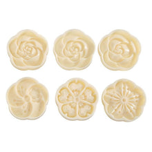 Load image into Gallery viewer, 6pcs/set Flower Shaped Mooncake Mold Cake Mold Hand Pressure Fondant Moon Cake Decorating Tools Cookie Cutter Baking Tool Moon Cake Mold With 6 Stamps Flowers Design Hand Pressure Fondant Decoration Cookie Cutter