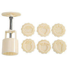 Load image into Gallery viewer, 6pcs/set Flower Shaped Mooncake Mold Cake Mold Hand Pressure Fondant Moon Cake Decorating Tools Cookie Cutter Baking Tool Moon Cake Mold With 6 Stamps Flowers Design Hand Pressure Fondant Decoration Cookie Cutter