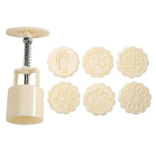 Load image into Gallery viewer, 6pcs/set Flower Shaped Mooncake Mold Cake Mold Hand Pressure Fondant Moon Cake Decorating Tools Cookie Cutter Baking Tool Moon Cake Mold With 6 Stamps Flowers Design Hand Pressure Fondant Decoration Cookie Cutter