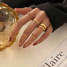 Load image into Gallery viewer, 7-Piece: Women's Gold Knuckle Ring Set