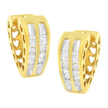 Load image into Gallery viewer, 10K Yellow Gold 1/2 cttw Diamond Huggy Heart Hoop Earrings (I-J Clarity, I2-I3 Color)