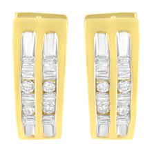 Load image into Gallery viewer, 10K Yellow Gold 1/2 cttw Diamond Huggy Heart Hoop Earrings (I-J Clarity, I2-I3 Color)