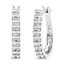 Load image into Gallery viewer, 10K White Gold 1.0 Cttw Alternating Diamond "U" Hoop Earrings (I-J Color, I2-I3 Clarity)