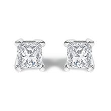 Load image into Gallery viewer, 14K White Gold 1/2 Cttw Princess Cut Lab Grown Diamond Solitaire Stud Earrings (F-G Color, VS2-SI1 Clarity)