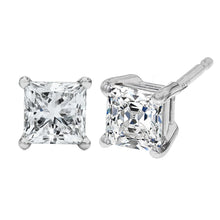 Load image into Gallery viewer, 14K White Gold 1/2 Cttw Princess Cut Lab Grown Diamond Solitaire Stud Earrings (F-G Color, VS2-SI1 Clarity)