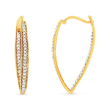 Load image into Gallery viewer, 10K Yellow Gold 1/2 Cttw Round-Cut Diamond Modern Hoop Earrings (I-J Color, I2-I3 Clarity)