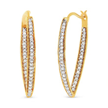 Load image into Gallery viewer, 10K Yellow Gold 1/2 Cttw Round-Cut Diamond Modern Hoop Earrings (I-J Color, I2-I3 Clarity)