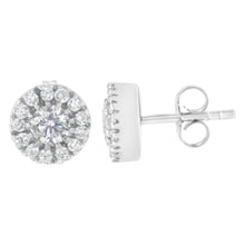 Load image into Gallery viewer, 14k White Gold 1 cttw Diamond Halo Stud Earrings (I-J Clarity, I1-I2 Color)