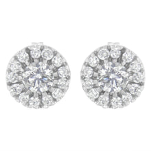 Load image into Gallery viewer, 14k White Gold 1 cttw Diamond Halo Stud Earrings (I-J Clarity, I1-I2 Color)