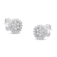 Load image into Gallery viewer, 14K White Gold 1/2 Cttw Brilliant-Cut Diamond Halo-Style Cluster Round Button Stud Earrings (H-I Color, I1-I2 Clarity)