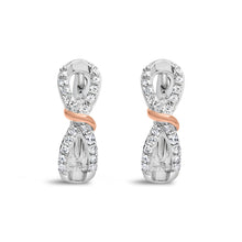 Load image into Gallery viewer, 10K White and Rose Gold 1/3 Cttw Diamond Infinite and Ribbon Hoop Earrings (H-I Color, I1-I2 Clarity)