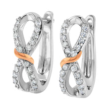 Load image into Gallery viewer, 10K White and Rose Gold 1/3 Cttw Diamond Infinite and Ribbon Hoop Earrings (H-I Color, I1-I2 Clarity)