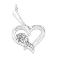 Load image into Gallery viewer, Sterling Silver Round Cut Diamond Heart Dangle Earrings (0.09 cttw, H-I Color, I1-I2 Clarity)
