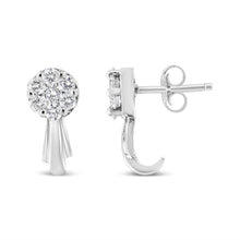Load image into Gallery viewer, 14K White Gold 3/4 Cttw Diamond Floral Cluster Drop and Dangle Stud Earrings (H-I Color, I1-I2 Clarity)