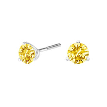 Load image into Gallery viewer, 14K White Gold 3-Prong Martini Set 1.0 Cttw Yellow Lab Grown Diamond Solitaire Stud Earrings