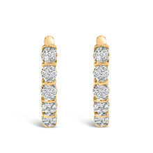 Load image into Gallery viewer, 14k Yellow Gold 1/2 Cttw Diamond Cluster Hoop Earrings (H-I Color, SI2-I1 Clarity)