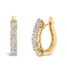 Load image into Gallery viewer, 14k Yellow Gold 1/2 Cttw Diamond Cluster Hoop Earrings (H-I Color, SI2-I1 Clarity)