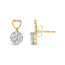Load image into Gallery viewer, 14K Yellow Gold 1ct. TDW Round-cut Diamond Earrings (I-J,SI2-I1)