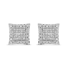 Load image into Gallery viewer, 14K White Gold 1.00 Cttw Princess And Round-Cut Diamond Square Stud Earrings (G-H Color, SI1-SI2 Clarity)