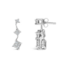 Load image into Gallery viewer, 14K White Gold 1 cttw Princess Cut Diamond Earrings (G-H, VS1-VS2)