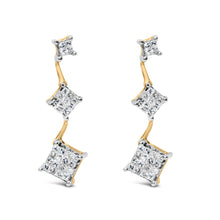 Load image into Gallery viewer, 14K Yellow Gold 1 cttw Princess Cut Diamond Earrings (H-I, SI1-SI2)