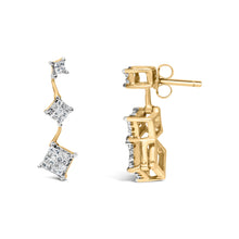 Load image into Gallery viewer, 14K Yellow Gold 1 cttw Princess Cut Diamond Earrings (H-I, SI1-SI2)