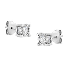 Load image into Gallery viewer, .925 Sterling Silver 1.0 Cttw Round Brilliant-Cut Diamond Miracle-Set Solitaire Stud Earrings (H-I Color, I2-I3 Clarity)