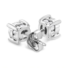 Load image into Gallery viewer, .925 Sterling Silver 1.0 Cttw Round Brilliant-Cut Diamond Miracle-Set Solitaire Stud Earrings (H-I Color, I2-I3 Clarity)