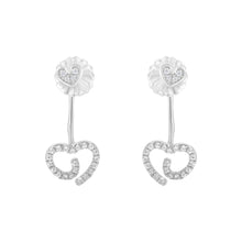 Load image into Gallery viewer, .925 Sterling Silver 1/4 Cttw Diamond Swirl Heart Front/Back Earrings (I-J Color, I2-I3 Clarity)