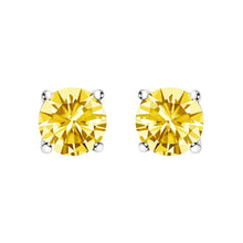 Load image into Gallery viewer, 14K White Gold 1.0 Cttw Lab Grown Yellow Diamond Solitaire Stud Earrings (Yellow Color, VS2-SI1 Clarity)