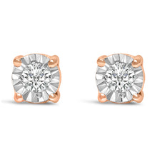 Load image into Gallery viewer, .925 Sterling Silver 1/10 Cttw Round Brilliant-Cut Lab Grown Diamond Miracle-Set Stud Earrings (F-G Color, VS1-VS2 Clarity)
