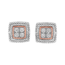 Load image into Gallery viewer, 10K Yellow, White, and Rose Gold Plated Sterling Silver Diamond Accent Earrings (I-J Clarity, I3 Color)