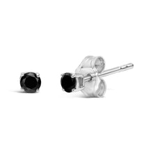 Load image into Gallery viewer, .925 Sterling Silver 1/2 Cttw Black Diamond Solitaire Stud Earrings