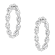 Load image into Gallery viewer, 10K White Gold Diamond Hoop Earrings (1 1/2 cttw, H-I Color, I1-I2 Clarity)