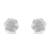Load image into Gallery viewer, Sterling Silver Diamond Swirl Cluster Stud Earrings (1/6 cttw, I-J Color, I2-I3 Clarity)