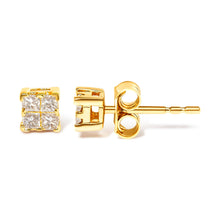 Load image into Gallery viewer, 10KT Yellow Gold Princess Diamond Stud Earring (1/4 cttw, J-K Color, I1-I2 Clarity)