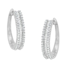 Load image into Gallery viewer, 10K White Gold Diamond Hoop Earrings (3/4 cttw, I-J Color, I2-I3 Clarity)