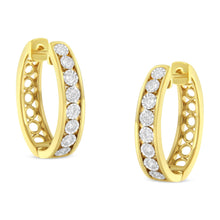 Load image into Gallery viewer, 10KT Yellow and White Gold Diamond Hoop Earring (1/2 cttw, J-K Color, I2-I3 Clarity)