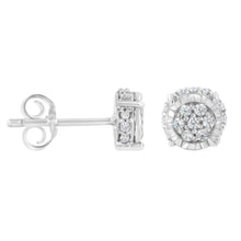 Load image into Gallery viewer, .925 Sterling Silver 1/3 cttw Round-cut Diamond Floral Stud Earring (I-J Clarity, I3 Color)