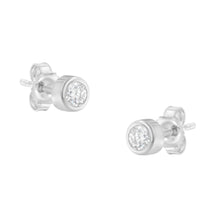Load image into Gallery viewer, 10K White Gold 1/5 Cttw Round Brilliant-Cut Near Colorless Diamond Bezel-Set Stud Earrings (H-I Color, I1-I2 Clarity)