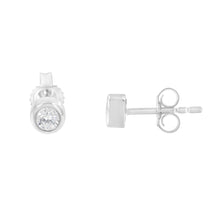 Load image into Gallery viewer, 10K White Gold 1/5 Cttw Round Brilliant-Cut Near Colorless Diamond Bezel-Set Stud Earrings (H-I Color, I1-I2 Clarity)