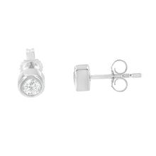 Load image into Gallery viewer, 10K White Gold 0.30 Cttw Round Brilliant-Cut Near Colorless Diamond Bezel-Set Stud Earrings (H-I Color, I1-I2 Clarity)