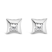 Load image into Gallery viewer, 10K White Gold 1/2 Cttw Invisible Set Princess-Cut Diamond Stud Earrings (H-I Color, SI2-I1 Clarity)