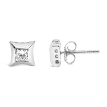 Load image into Gallery viewer, 10K White Gold 1/2 Cttw Invisible Set Princess-Cut Diamond Stud Earrings (H-I Color, SI2-I1 Clarity)