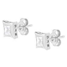 Load image into Gallery viewer, 10K White Gold 1/2 Cttw Invisible Set Princess-Cut Diamond Stud Earrings (H-I Color, SI2-I1 Clarity)