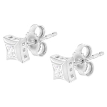 Load image into Gallery viewer, 10K White Gold 1/3 Cttw Invisible Set Style Princess-Cut Diamond Stud Earrings (H-I Color, SI2-I1 Clarity)