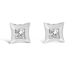 Load image into Gallery viewer, 10K White Gold 1/5 Cttw Invisible Set Princess-Cut Diamond Stud Earrings (H-I Color, SI2-I1 Clarity)